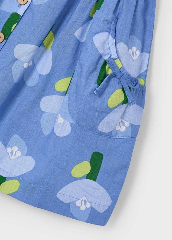 Mayoral Kız Çocuk Çicek Desenli Elbise 4-8 Yaş Mavi