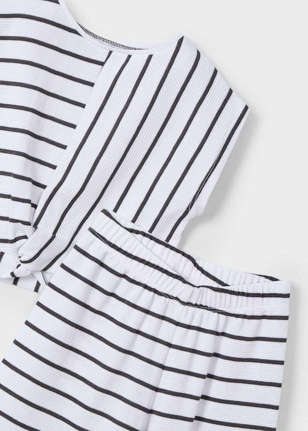 Mayoral Kız Çocuk Cizgili Pantolonlu Takım 6-10 Yaş Beyaz