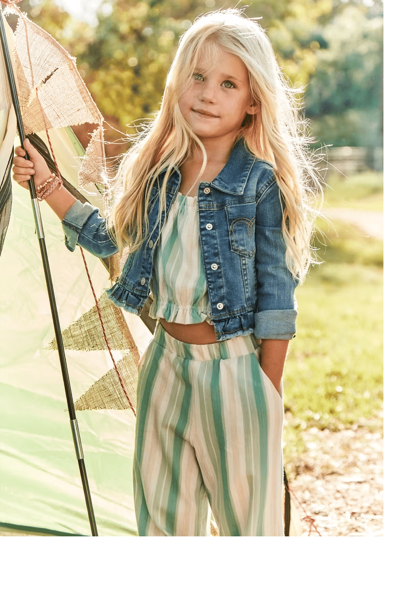 Mayoral Kız Çocuk Cizgili Pantolonlu Takım 4-8 Yaş Yeşil