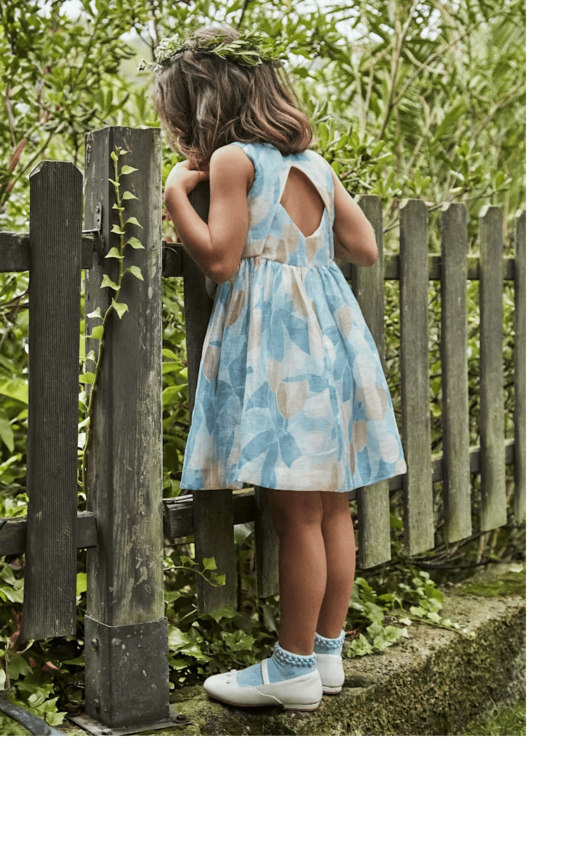 Mayoral Kız Çocuk Desenli Elbise 4-8 Yaş Mavi