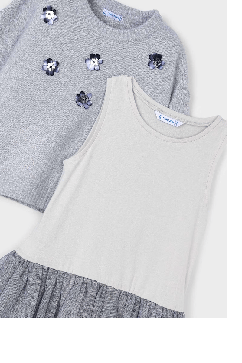 Mayoral Kız Çocuk Elbise Örme 4-8 Yaş Gri