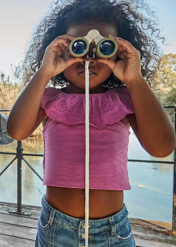 Mayoral Kız Çocuk Fırfırlı Tshirt 4-8 Yaş Pembe