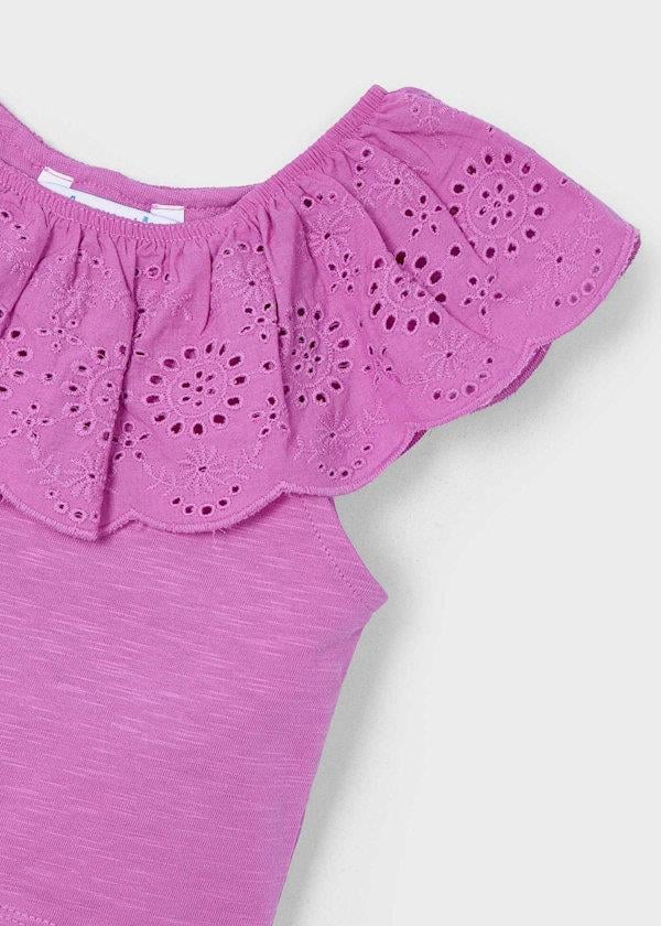 Mayoral Kız Çocuk Fırfırlı Tshirt 4-8 Yaş Pembe