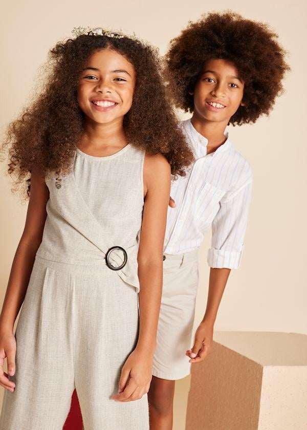 Mayoral Kız Çocuk Keten Tulum 10-14 Yaş Krem