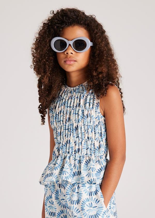 Mayoral Kız Çocuk Petek Desenli BluzTshirt 10-14 Yaş Mavi