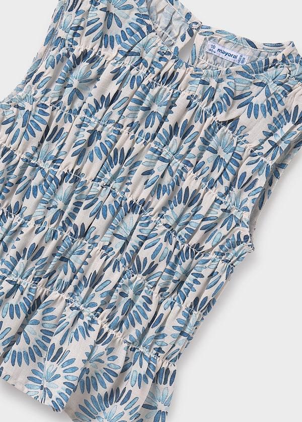 Mayoral Kız Çocuk Petek Desenli BluzTshirt 10-14 Yaş Mavi