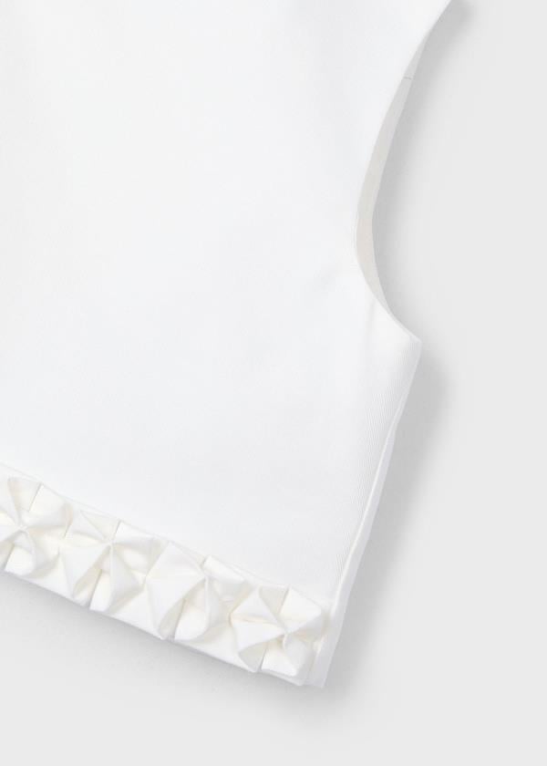 Mayoral Kız Çocuk Pile Detaylı Bluz 4-8 Yaş Beyaz