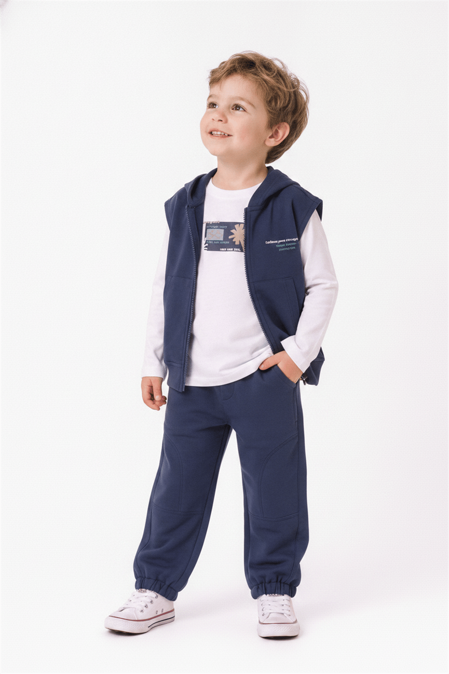 Nk Erkek Bebek Comfort Badi 1-4 Yaş Ekru-Lacivert