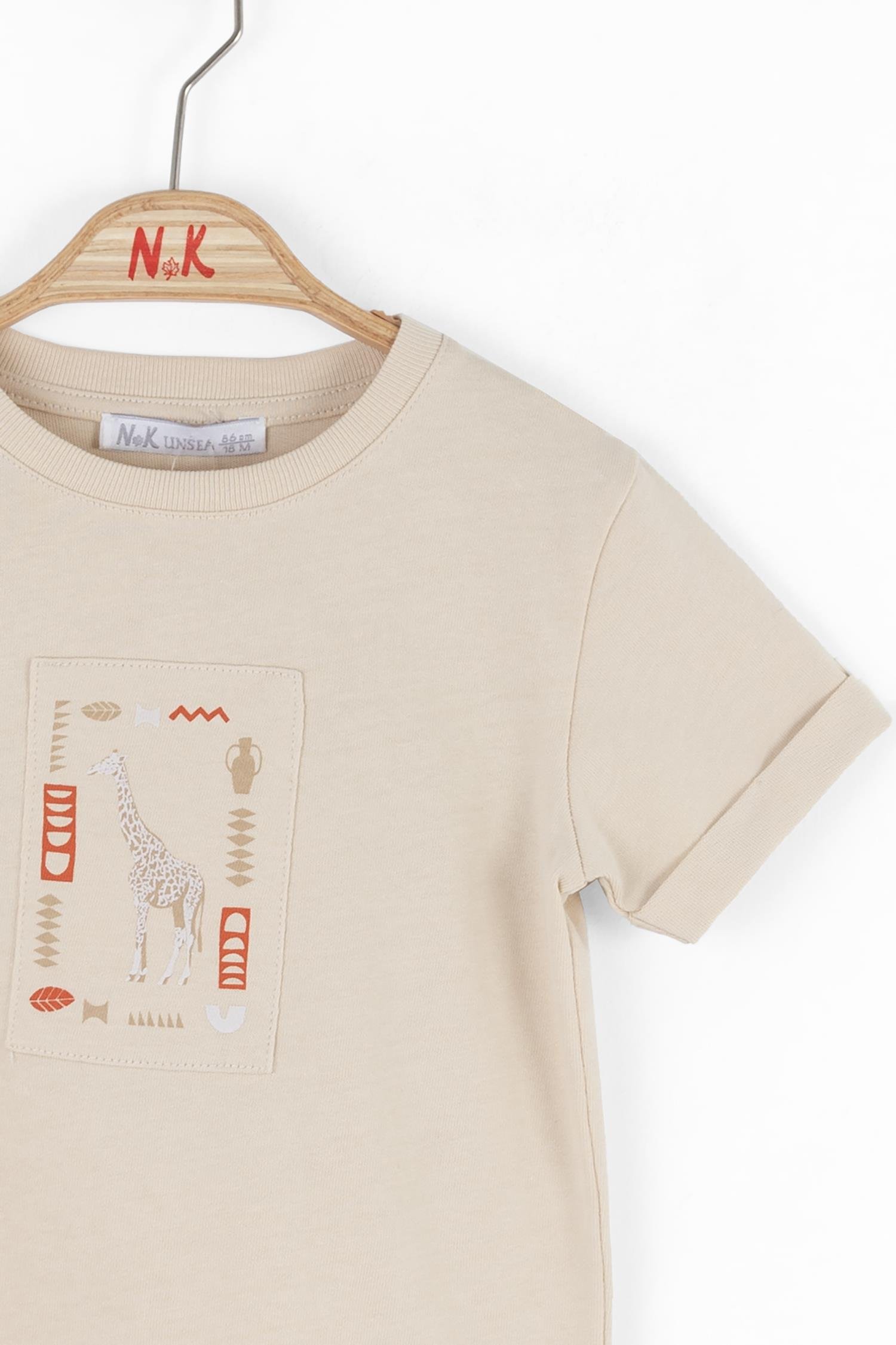 Nk Erkek Bebek Giraffe Tshirt 1-4 Yaş Krem