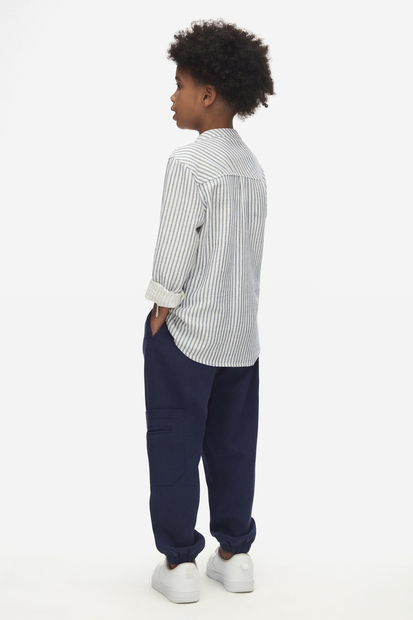 Nk Erkek Çocuk Çizgili Gömlek 8-14 Yaş Mavi