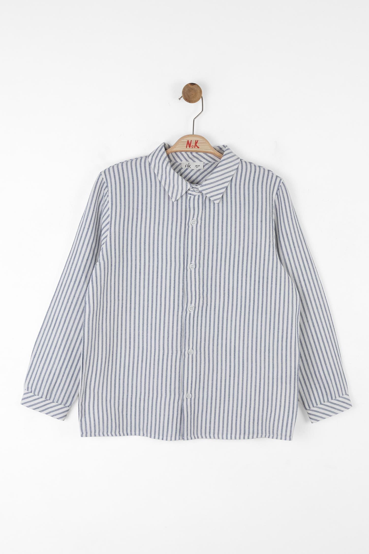 Nk Erkek Çocuk Çizgili Gömlek 8-14 Yaş Mavi