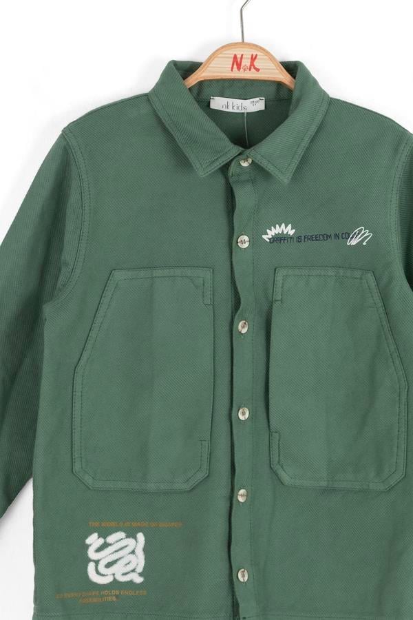 Nk Erkek Çocuk Graffiti Gömlek 4-8 Yaş Yeşil