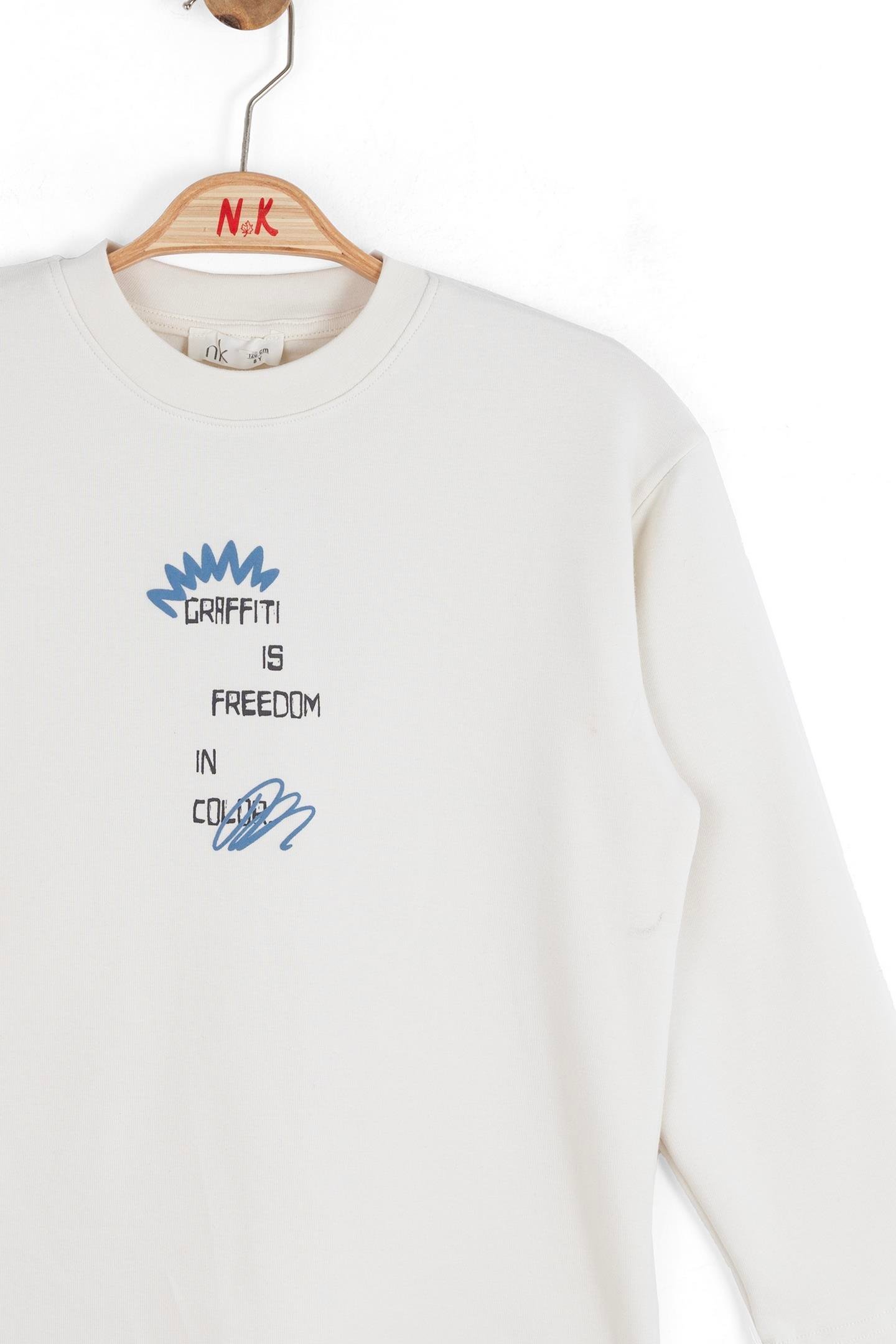 Nk Erkek Çocuk Graffiti Sweatshirt 4-8 Yaş Ekru