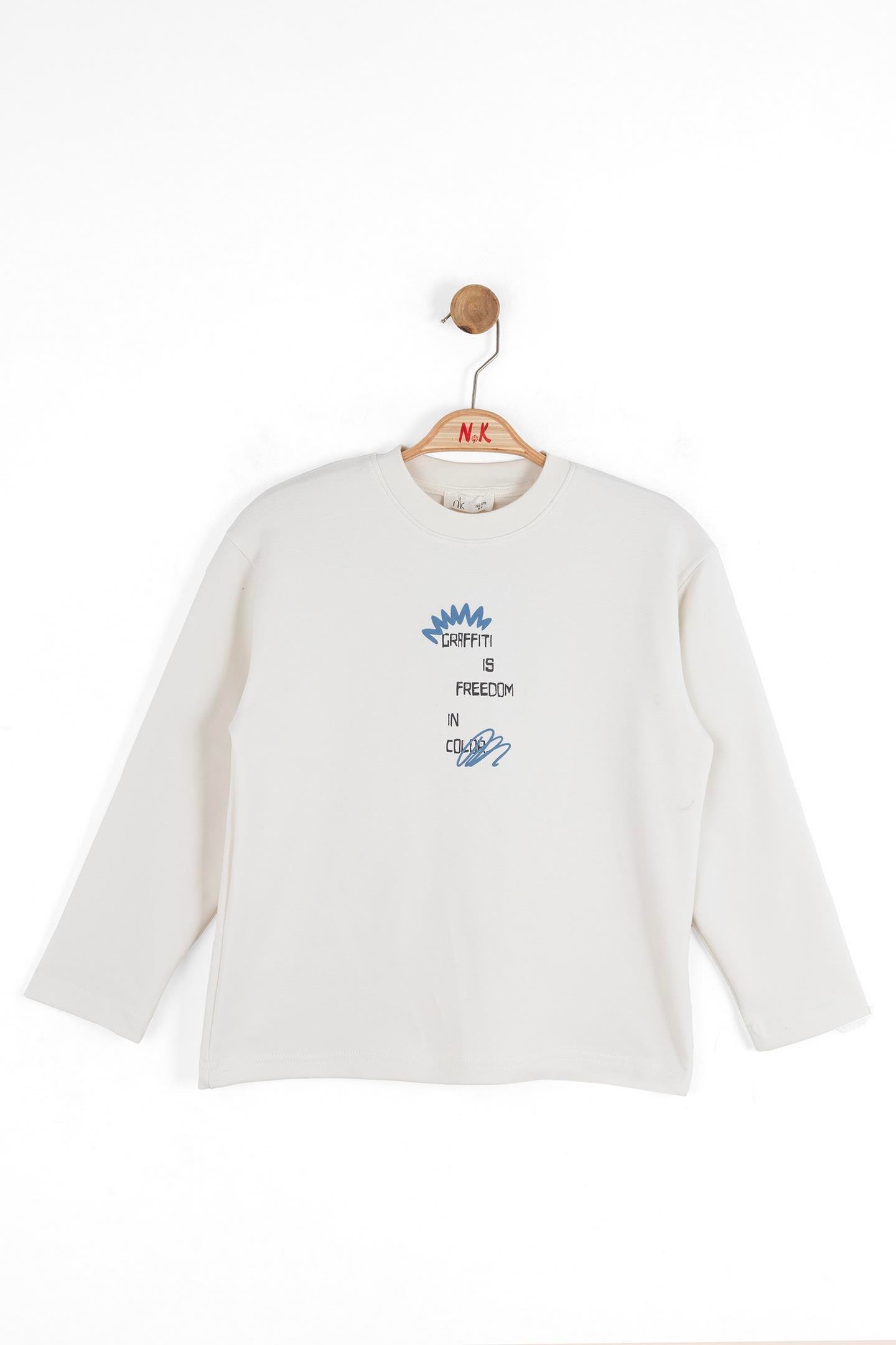 Nk Erkek Çocuk Graffiti Sweatshirt 4-8 Yaş Ekru