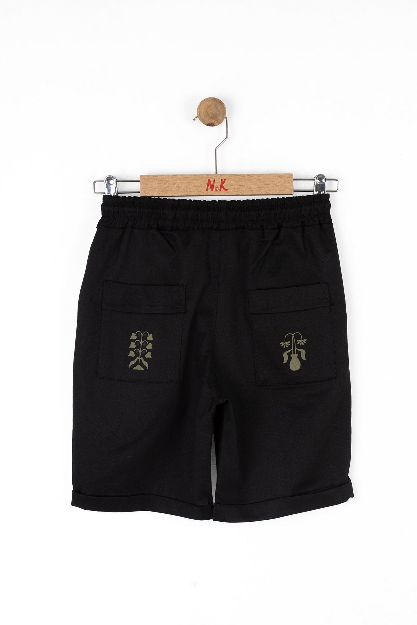 Nk Erkek Çocuk Motif Desen Şort 8-14 Yaş Siyah