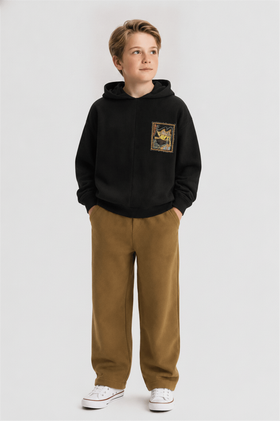Nk Erkek Çocuk Nakışlı Sweat 8-14 Yaş Siyah