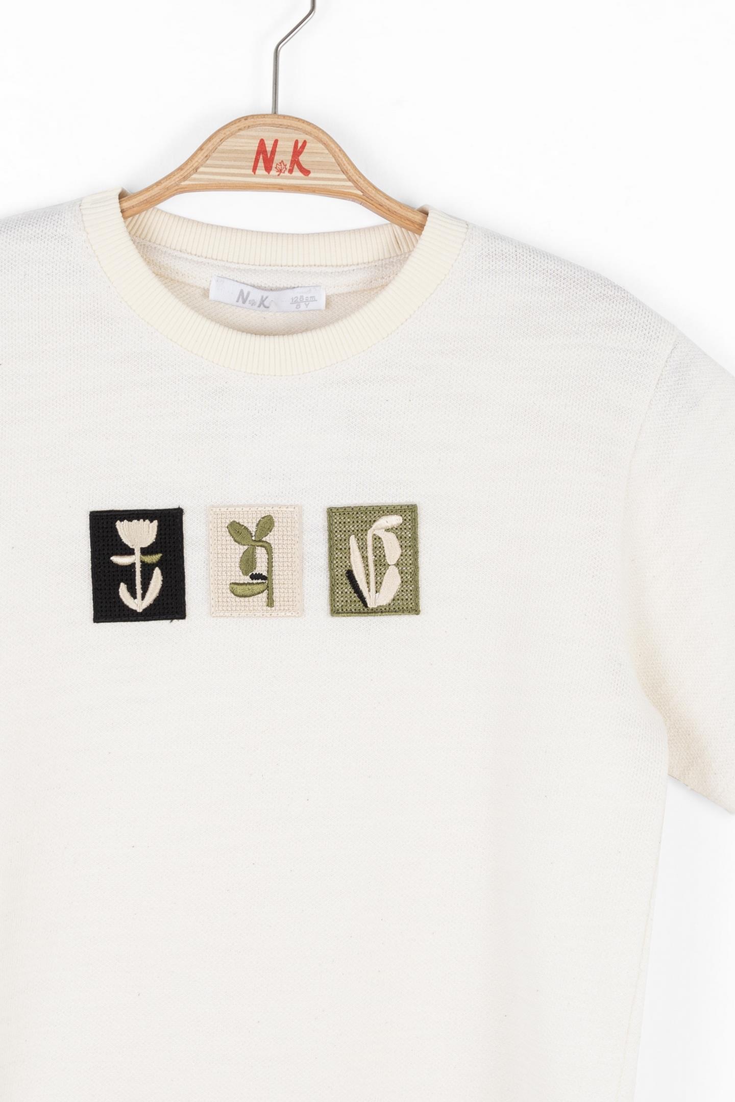 Nk Erkek Çocuk Nakışlı Tshirt 8-14 Yaş Krem