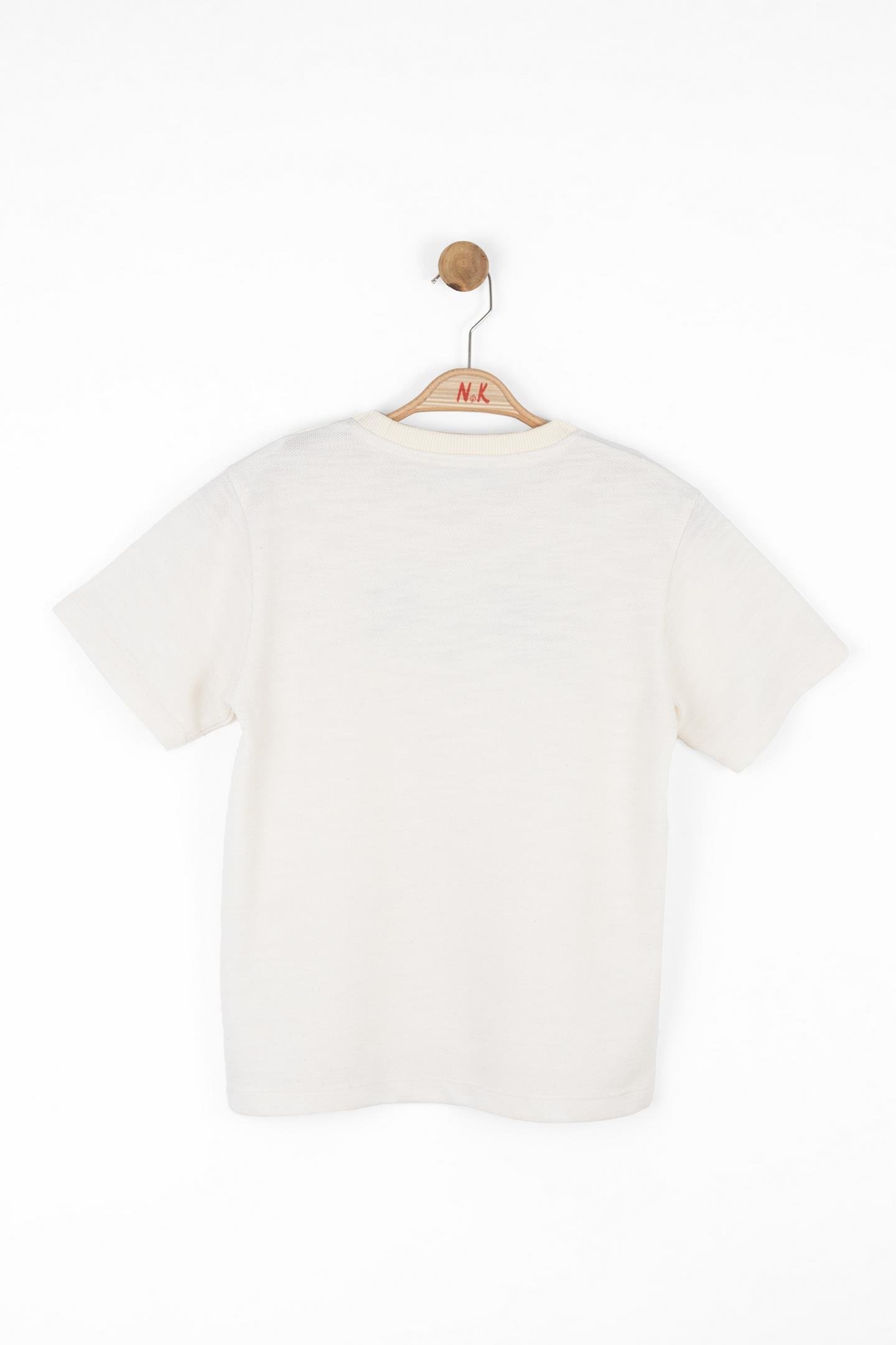 Nk Erkek Çocuk Nakışlı Tshirt 8-14 Yaş Krem