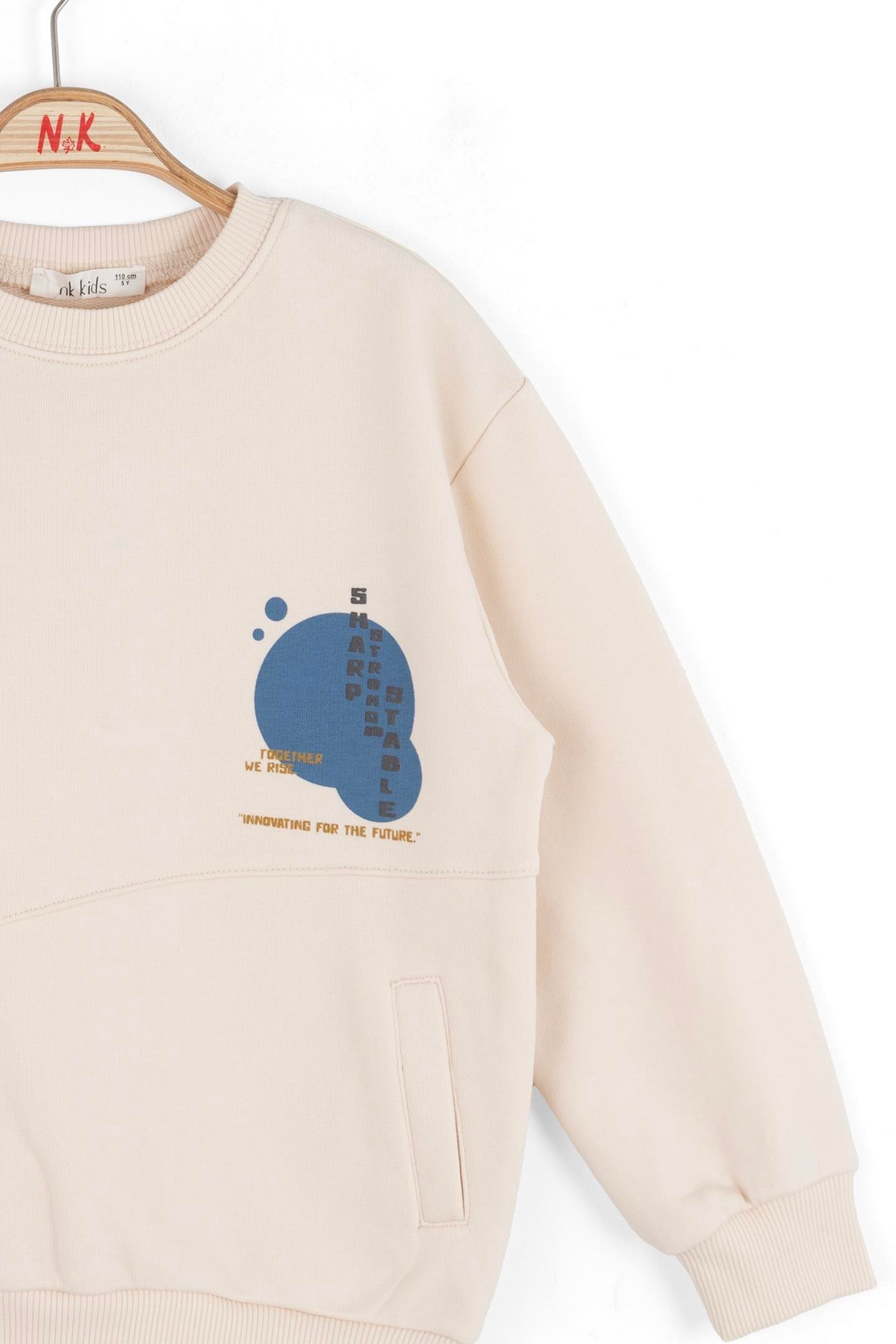 Nk Erkek Çocuk Power Sweatshirt 4-8 Yaş Krem