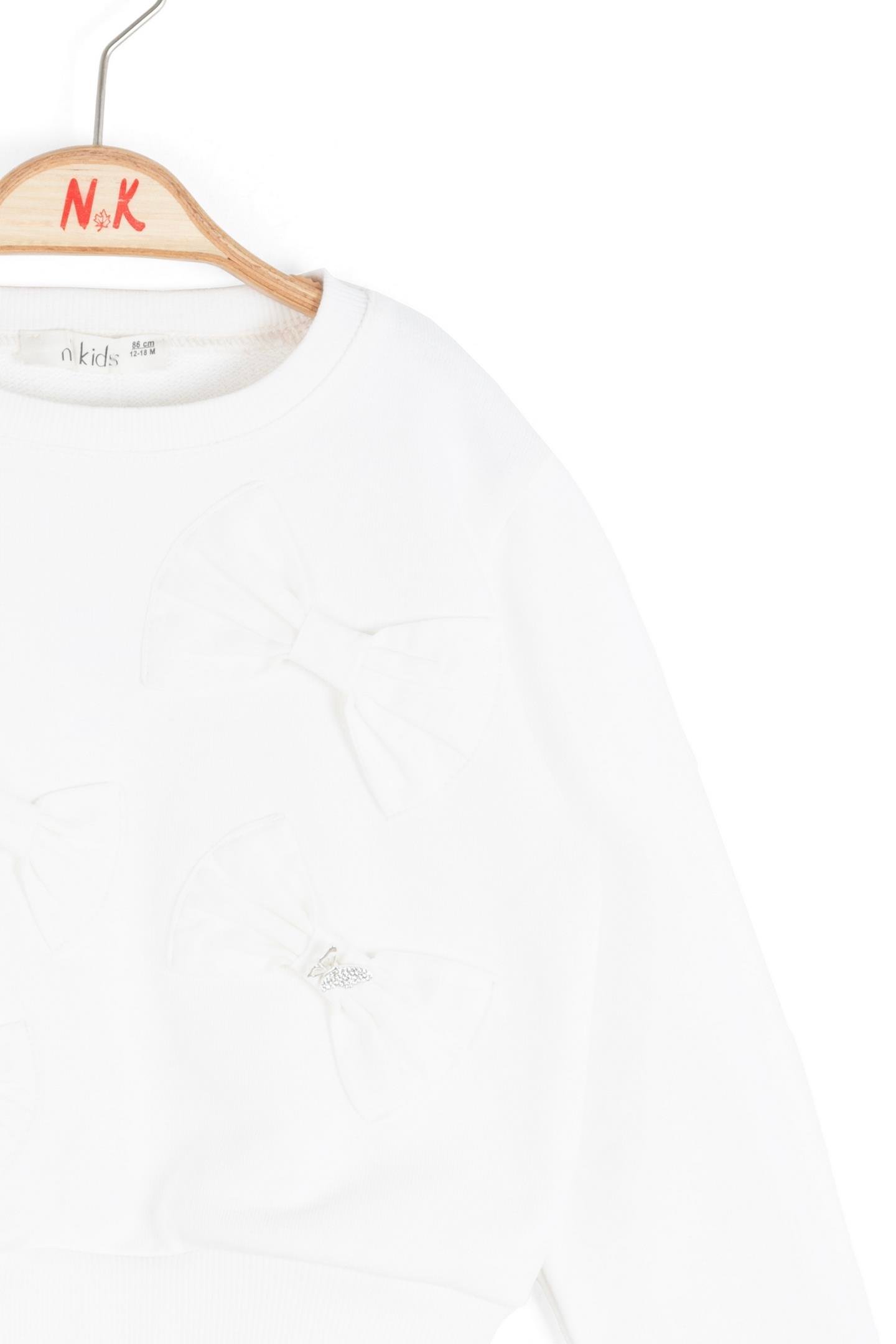 Nk Kız Bebek Kelebek Tokalı Sweatshirt 1-4 Yaş Ekru