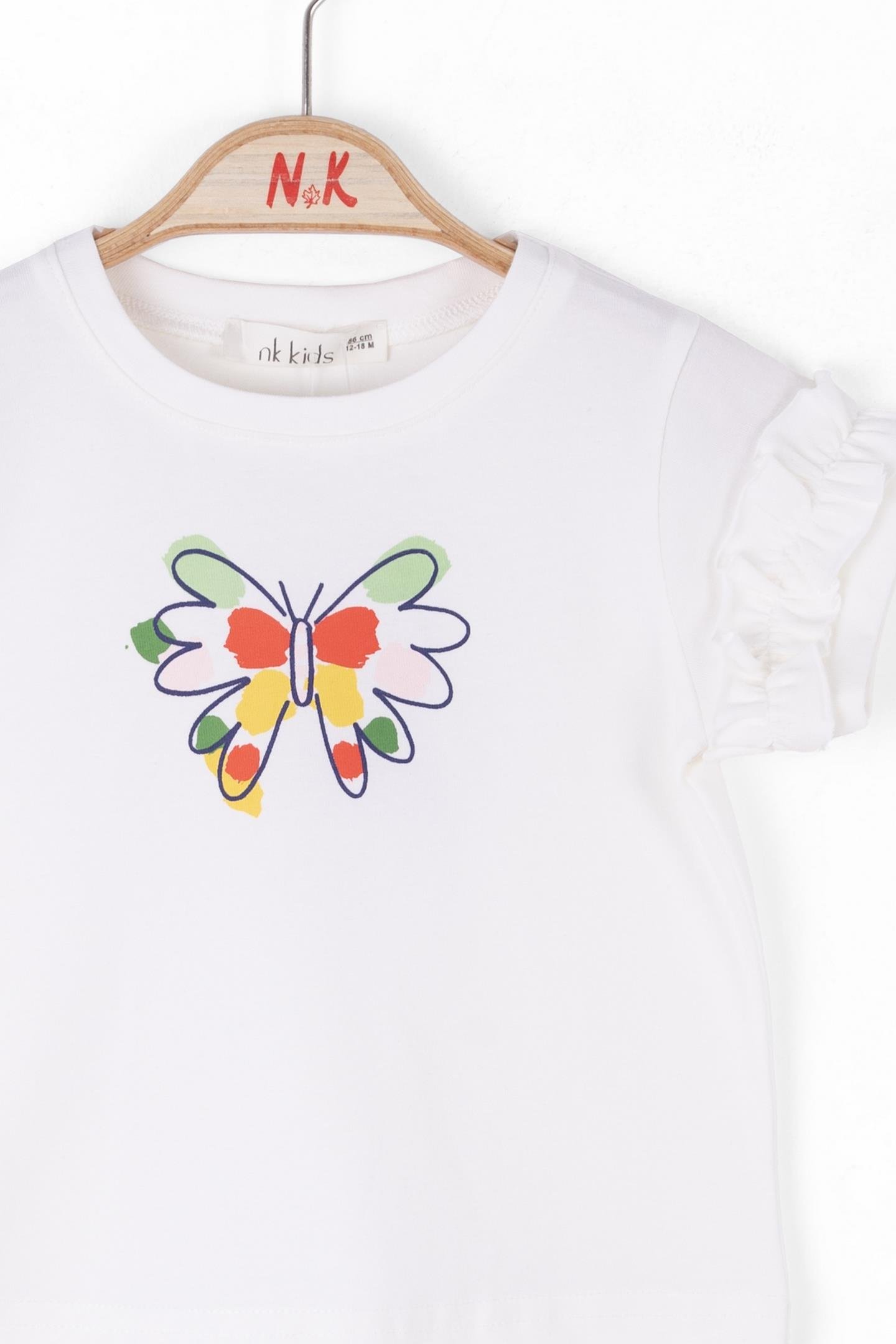 Nk Kız Bebek Kelebek Tshirt 1-4 Yaş Ekru