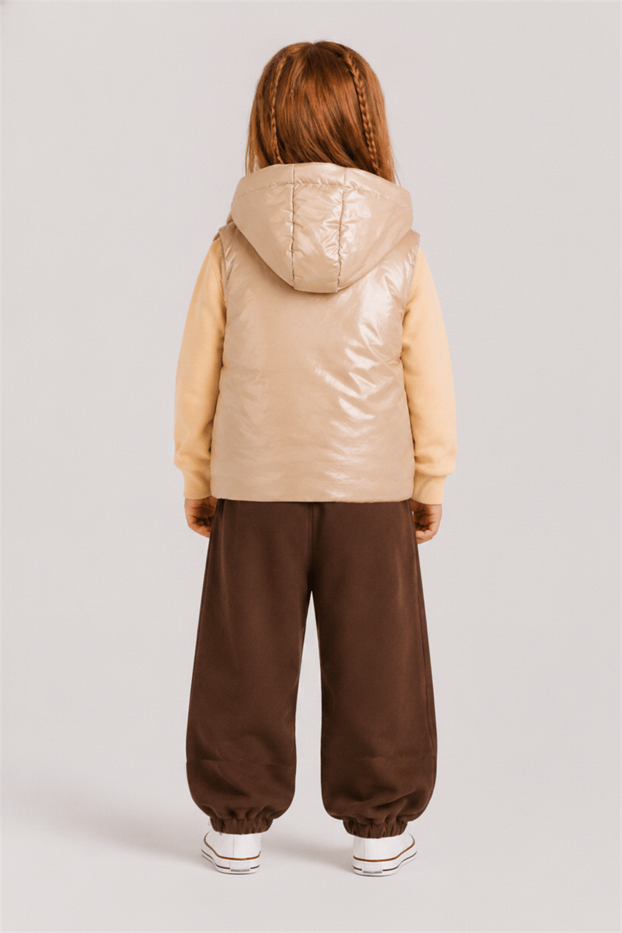 Nk Kız Bebek Papatyalı Yelek 1-4 Yaş Camel