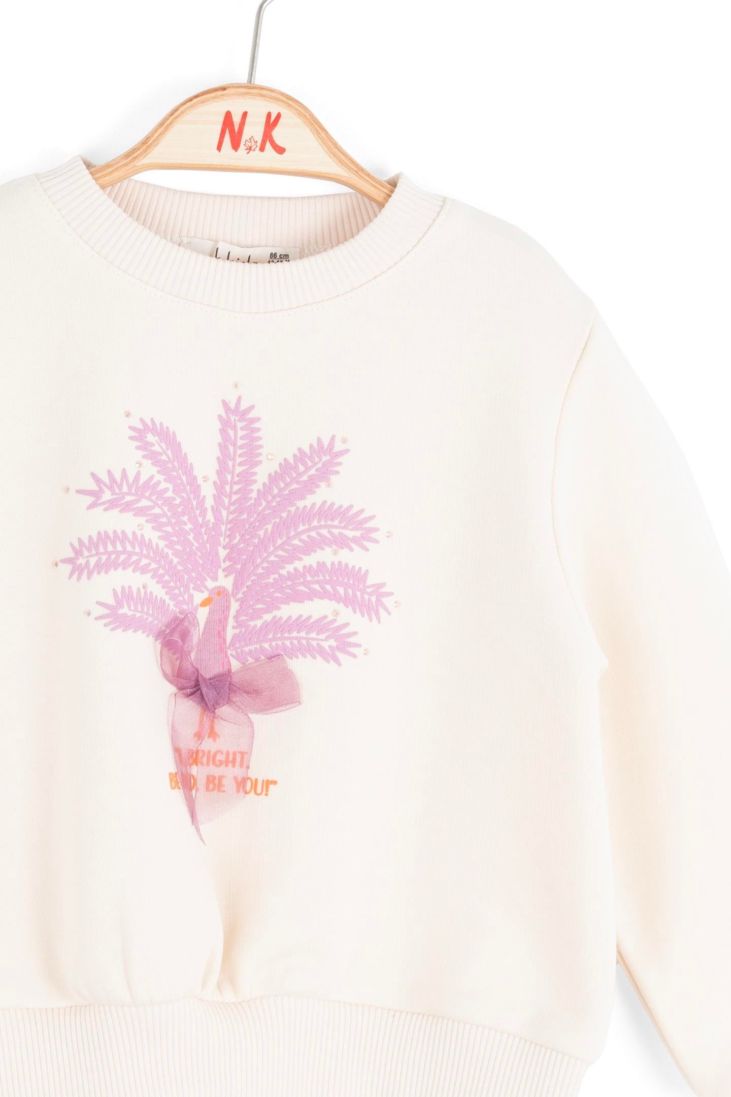 Nk Kız Bebek Peacock Sweatshirt 1-4 Yaş Krem