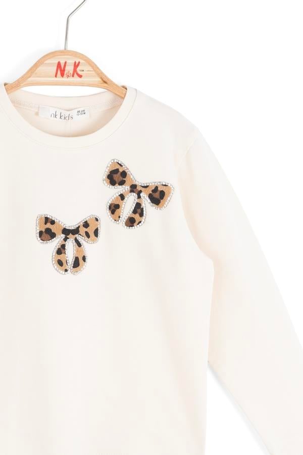 Nk Kız Bebek Taş Fiyonklu Badi 1-4 Yaş Krem