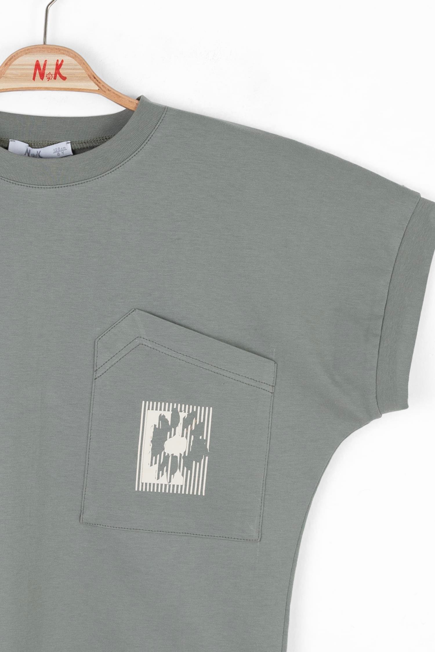 Nk Kız Çocuk Asimetrik Cepli Tshirt 8-14 Yaş Yeşil