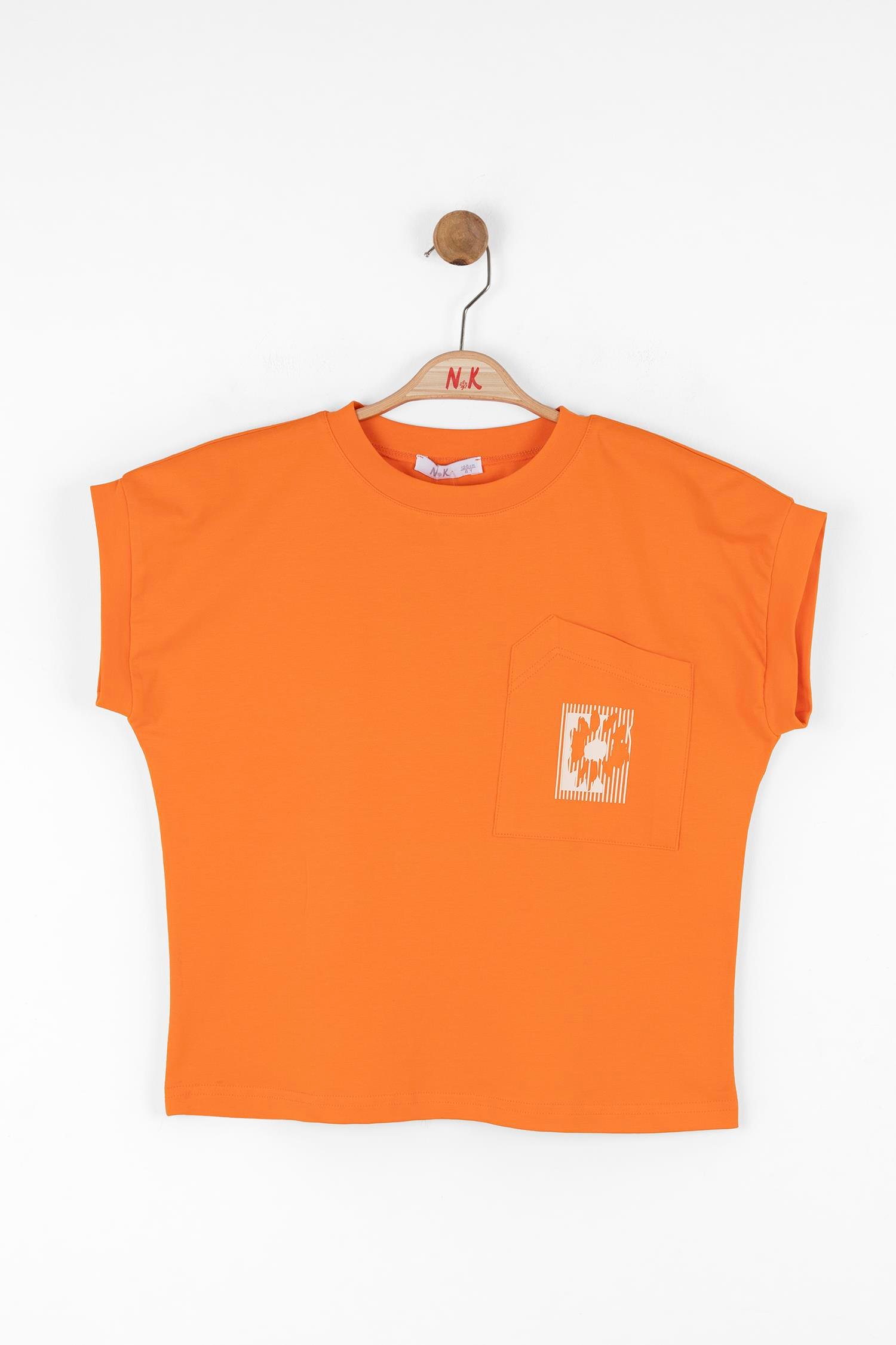 Nk Kız Çocuk Asimetrik Cepli Tshirt 8-14 Yaş Oranj