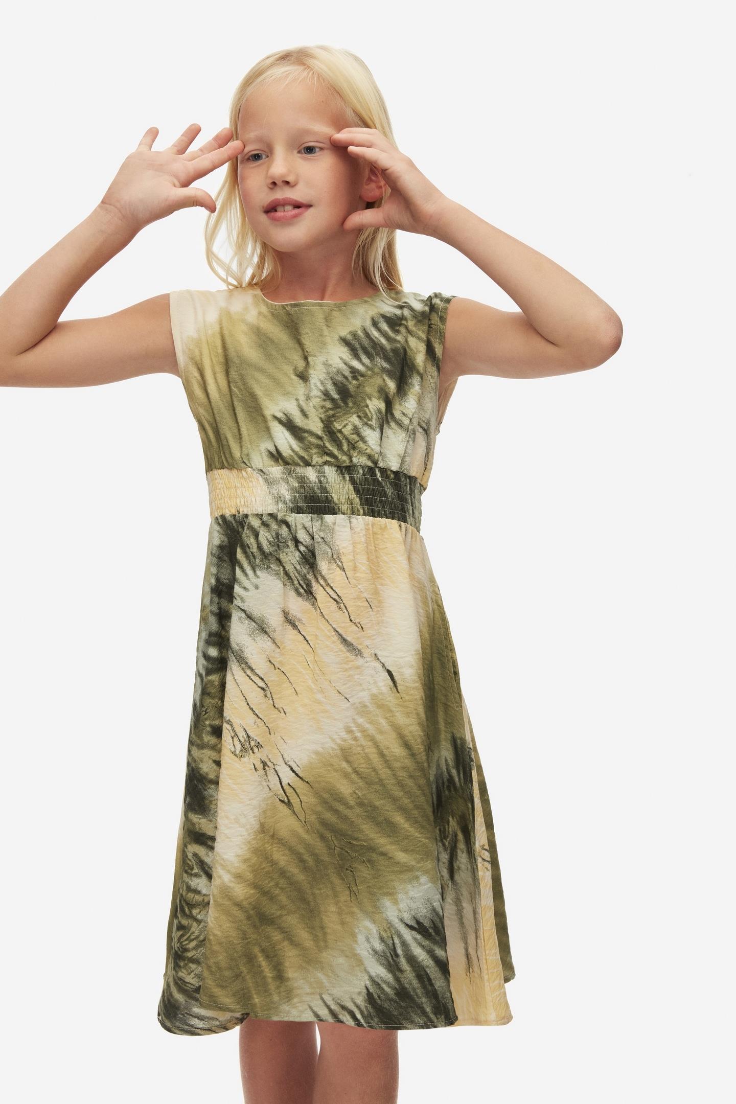 Nk Kız Çocuk Batik Elbise 8-14 Yaş Haki