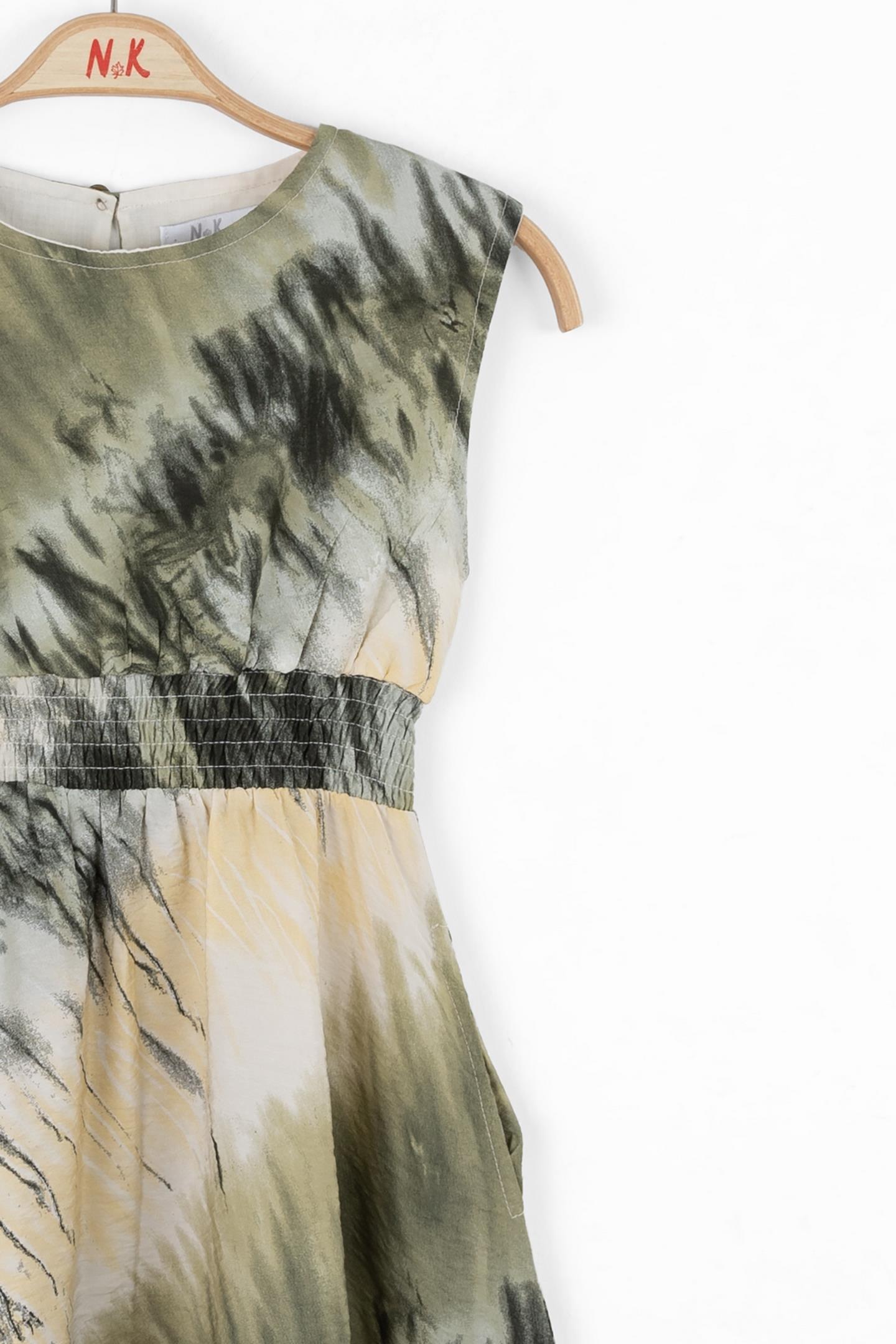 Nk Kız Çocuk Batik Elbise 8-14 Yaş Haki