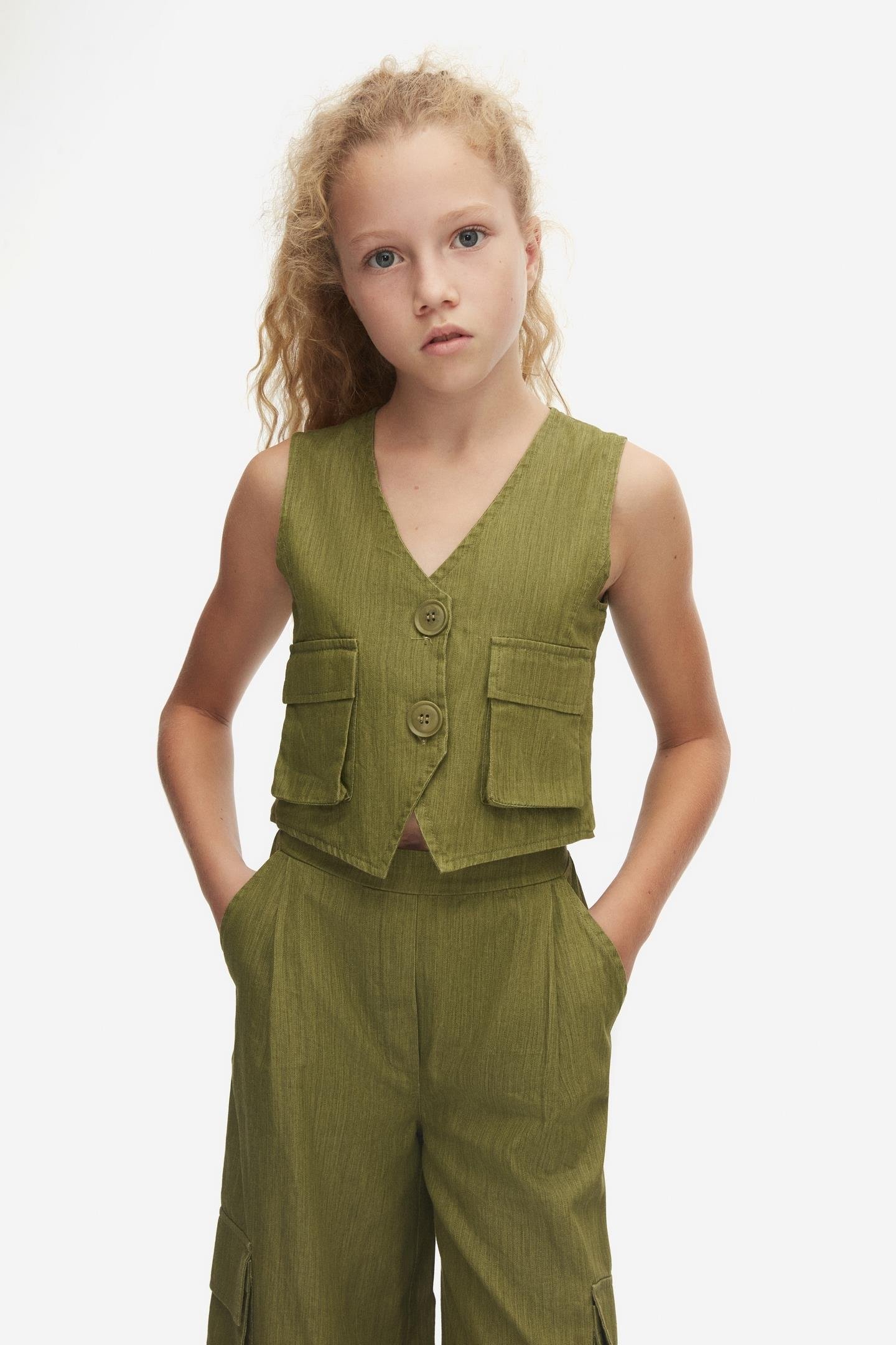 Nk Kız Çocuk Cactus Yelek 8-14Yaş Haki