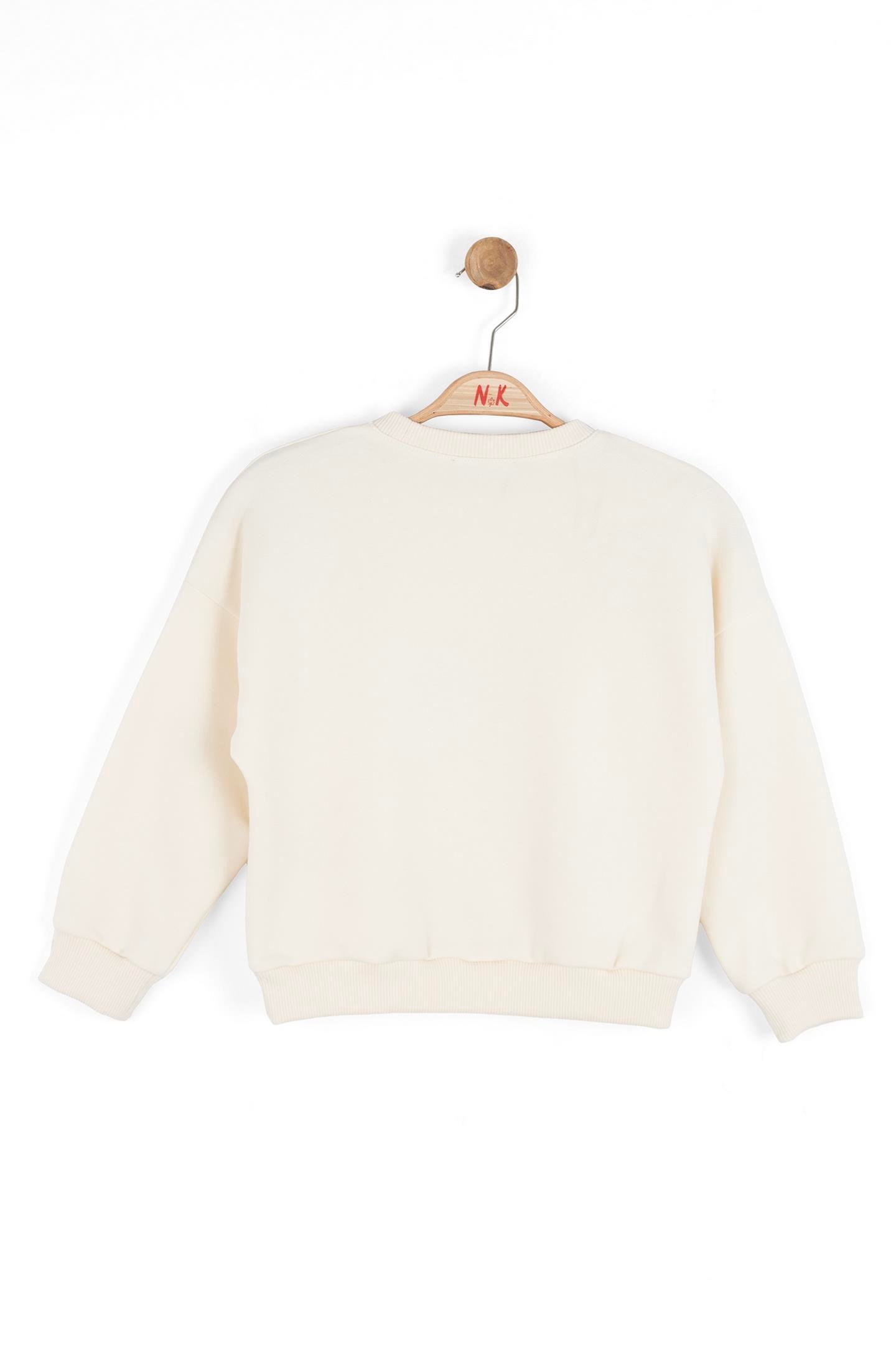 Nk Kız Çocuk Çiiçek Sweatshirt 4-8 Yaş Ekru