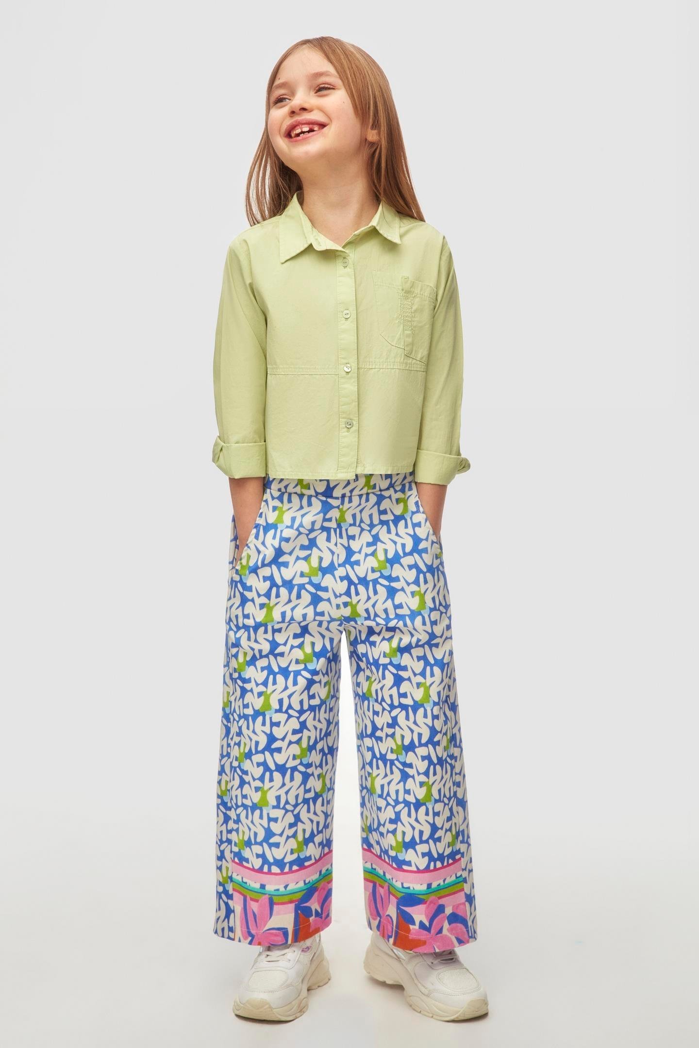 Nk Kız Çocuk Colorurful Pantolon 4-8 Yaş Mavi