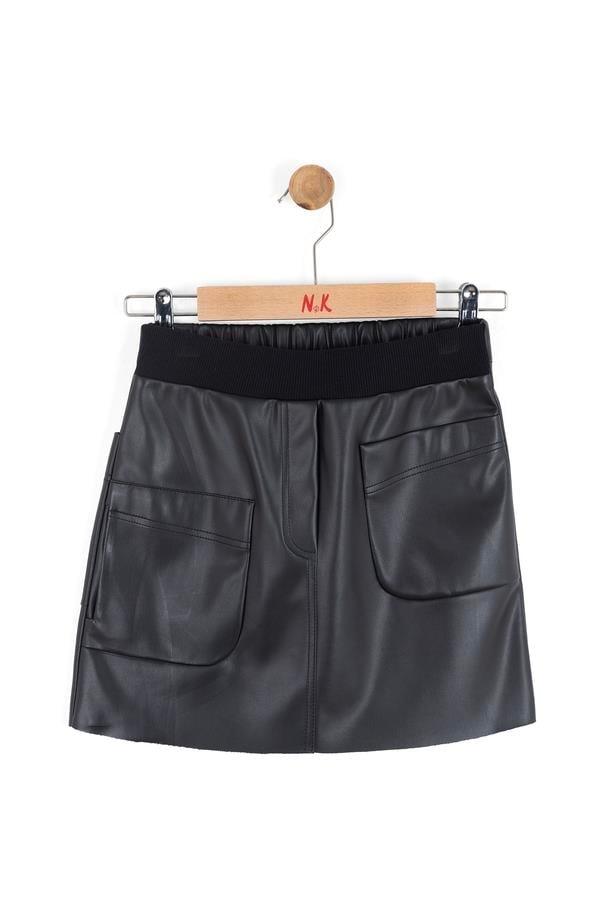 Nk Kız Çocuk Deri Etek 8-14 Yaş Siyah