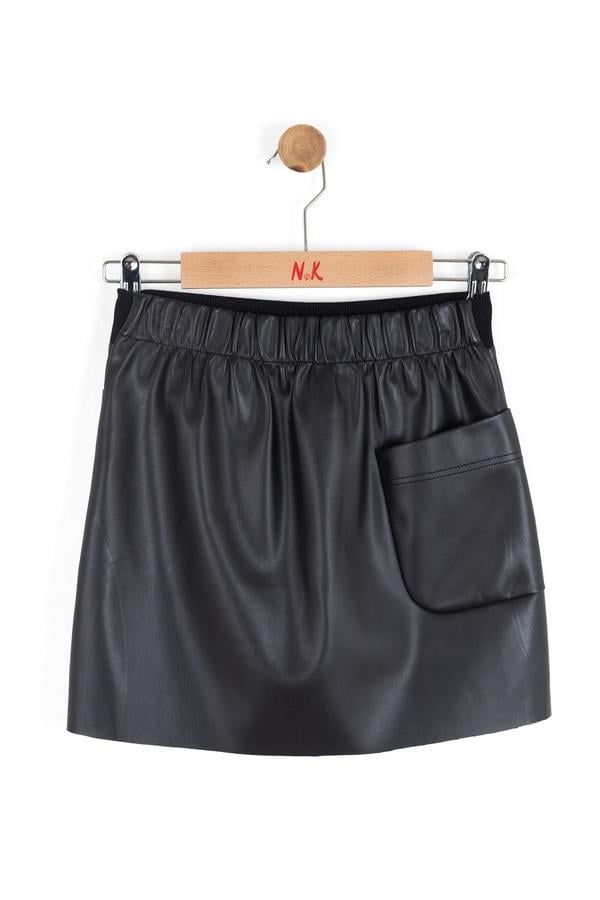 Nk Kız Çocuk Deri Etek 8-14 Yaş Siyah