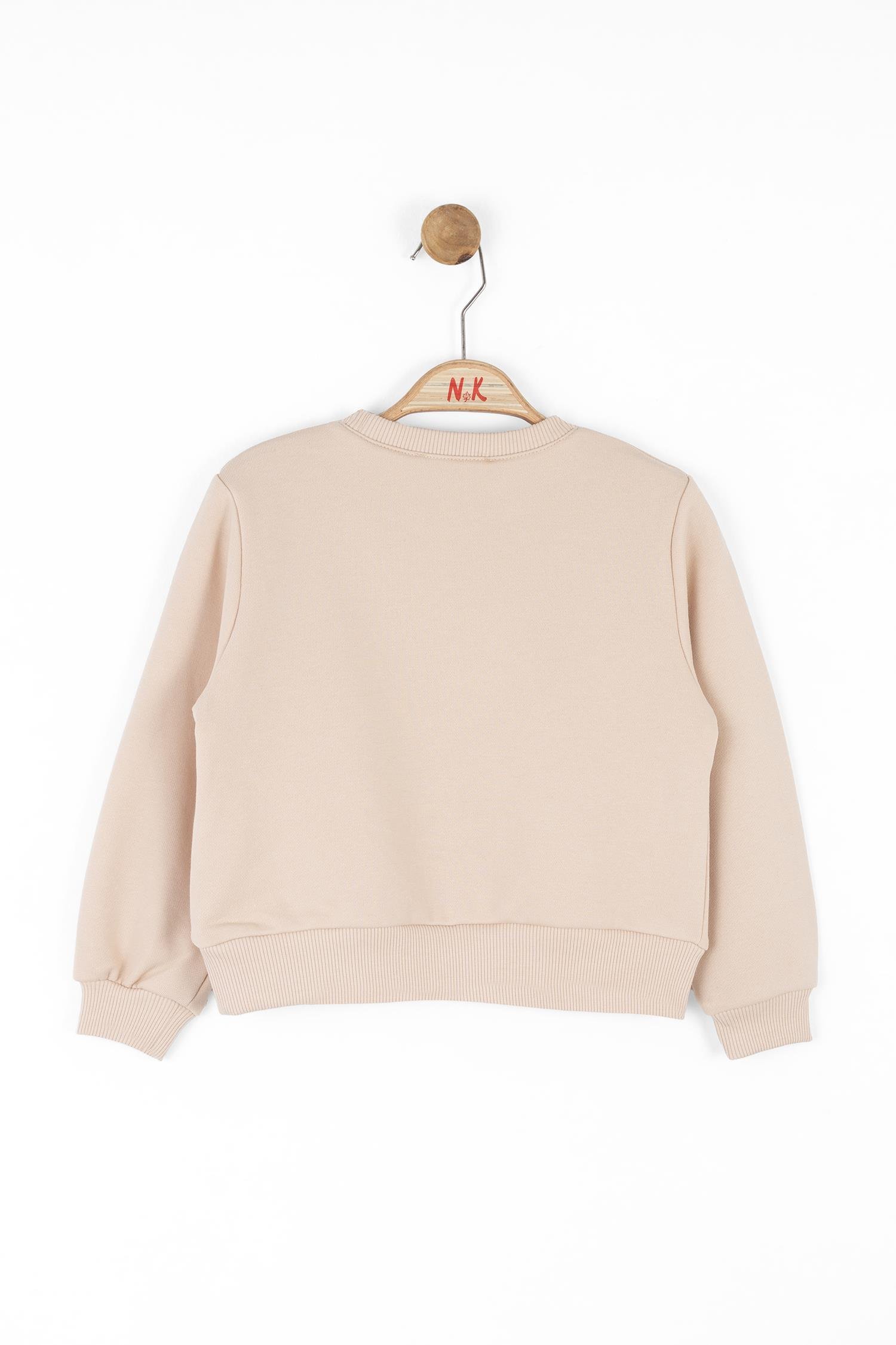 Nk Kız Çocuk Desenli Sweatshirt 4-8 Yaş KREM