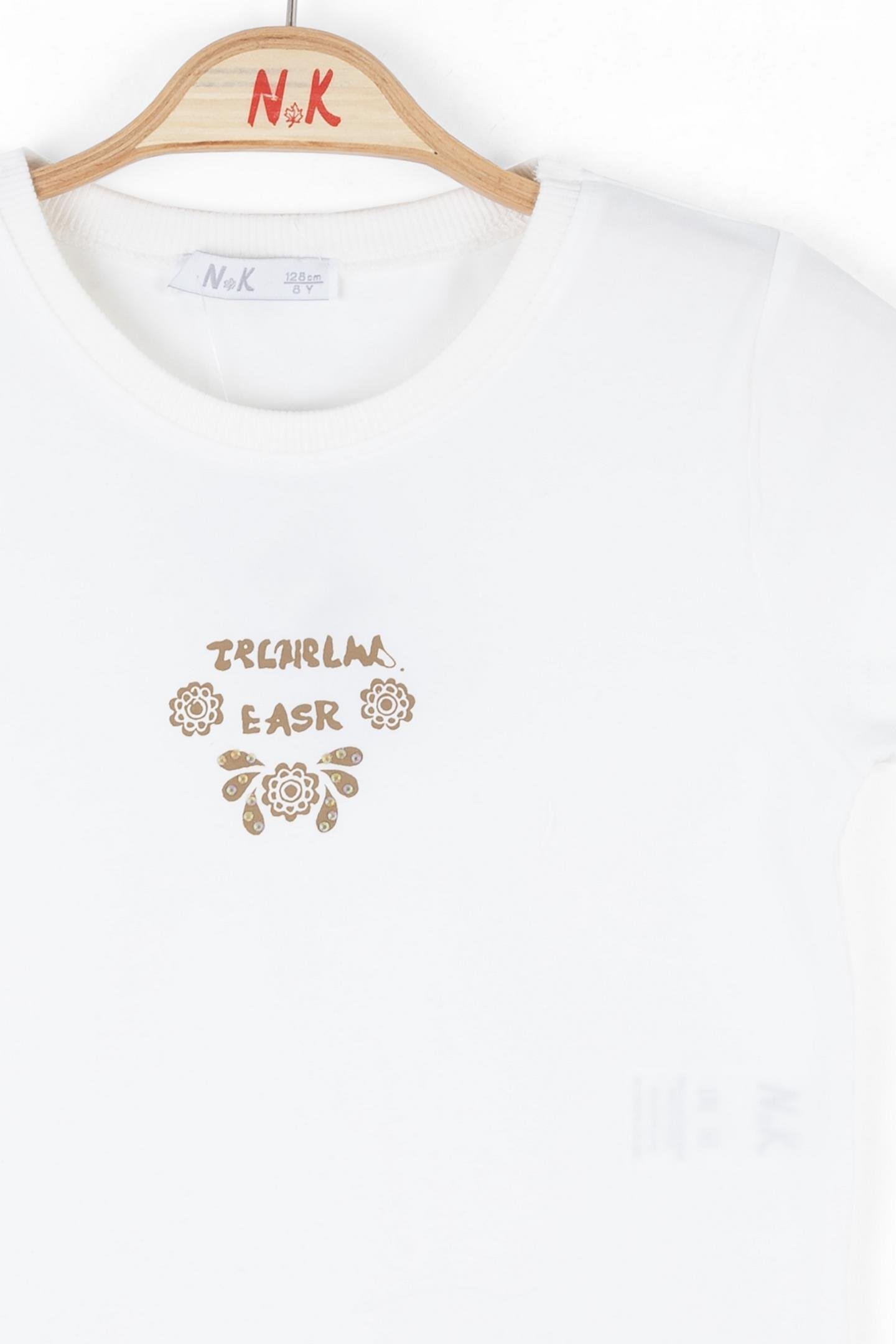 Nk Kız Çocuk Drop Tshirt 8-14 Yaş Ekru