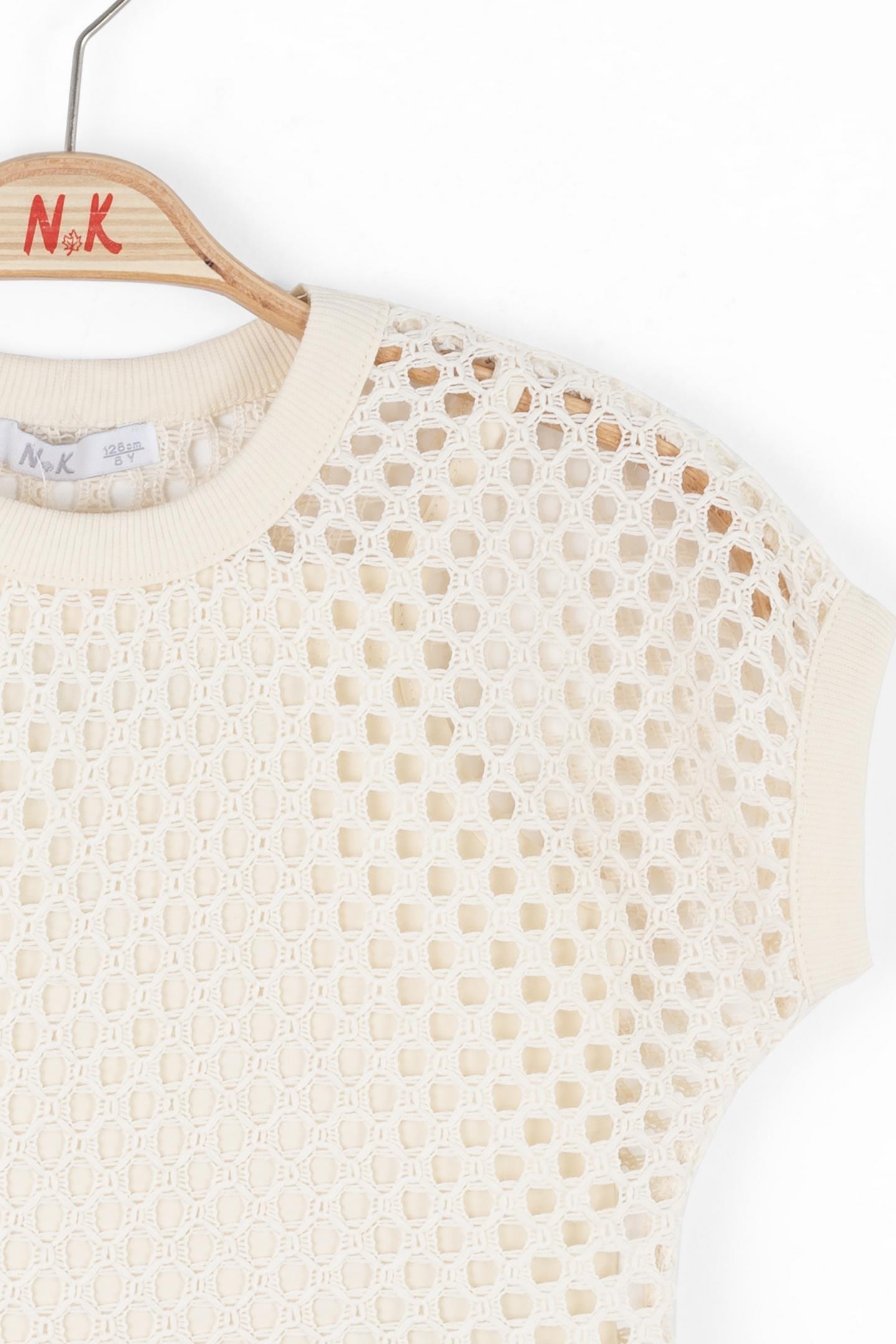 Nk Kız Çocuk File Tshirt 8-14 Yaş Krem