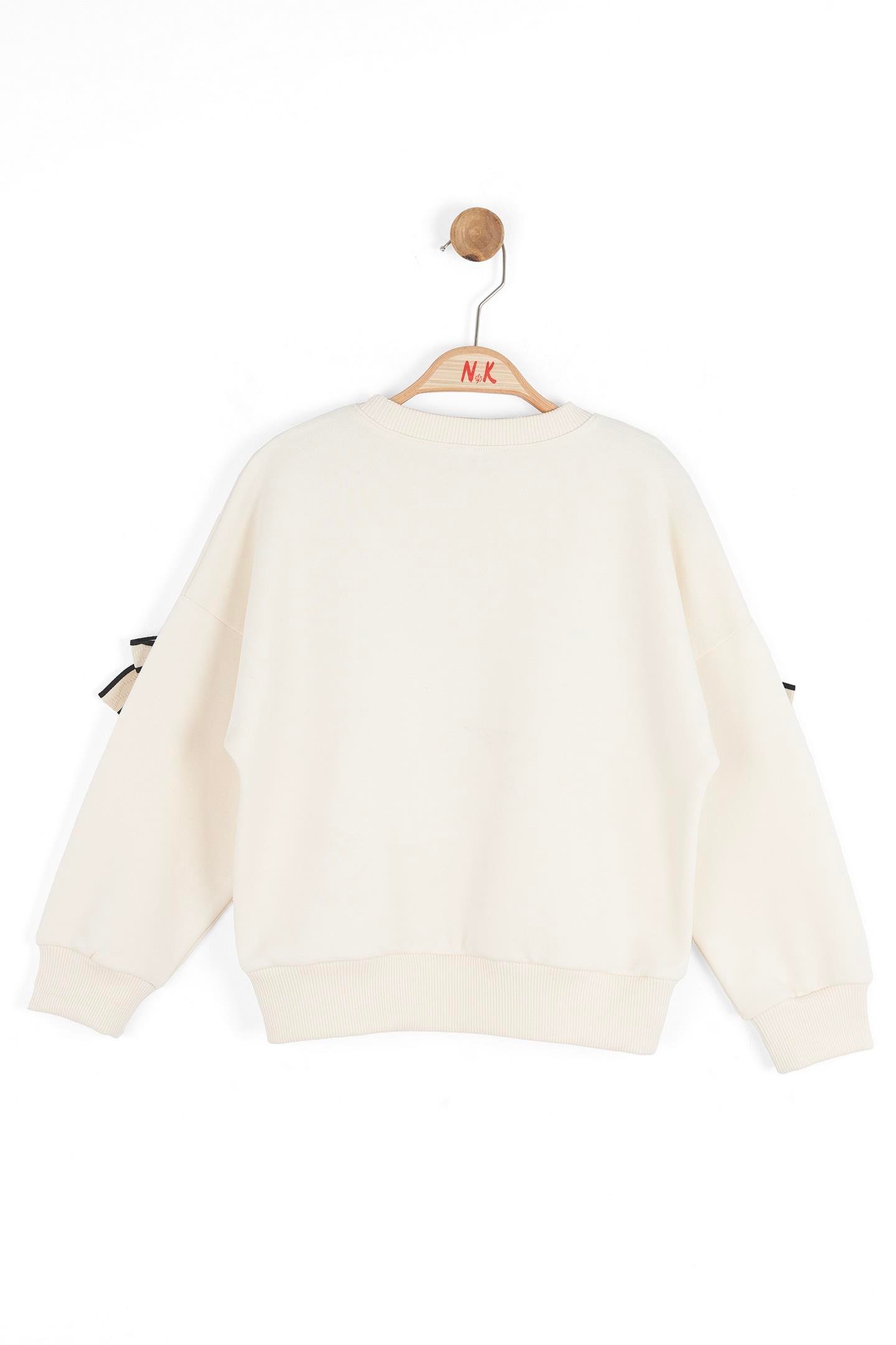 Nk Kız Çocuk Fiyonklu Sweatshirt 4-8 Yaş Krem