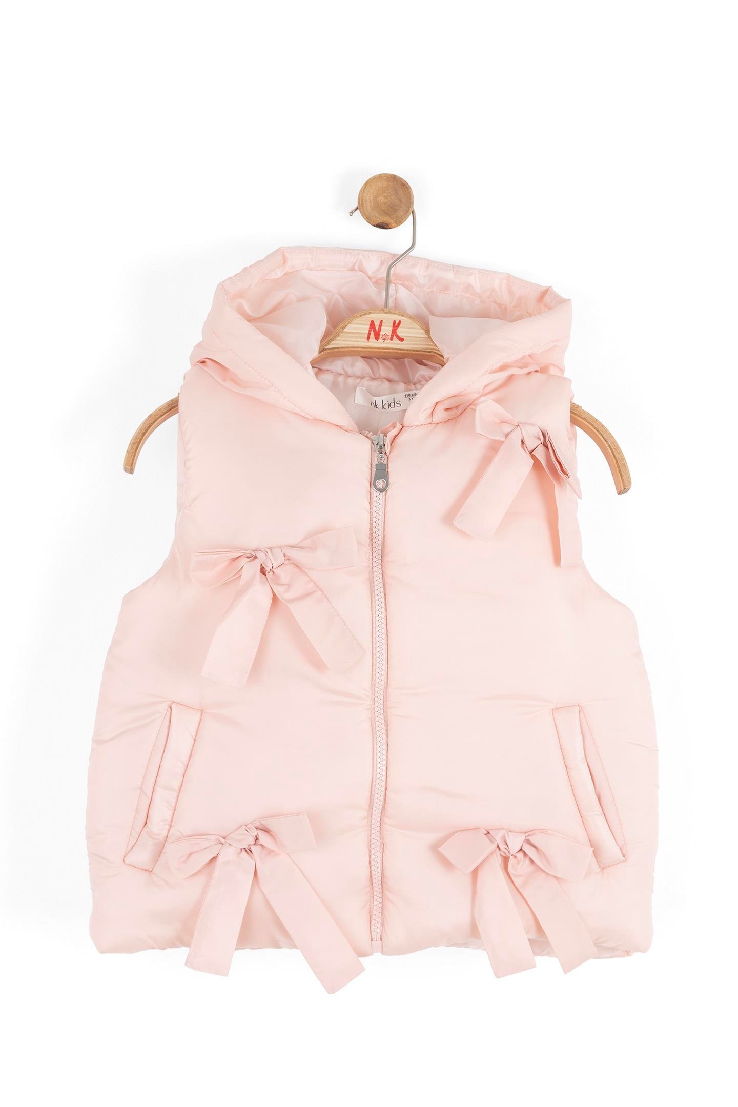 Nk Kız Çocuk Fiyonklu Yelek 4-8 Yaş Pembe