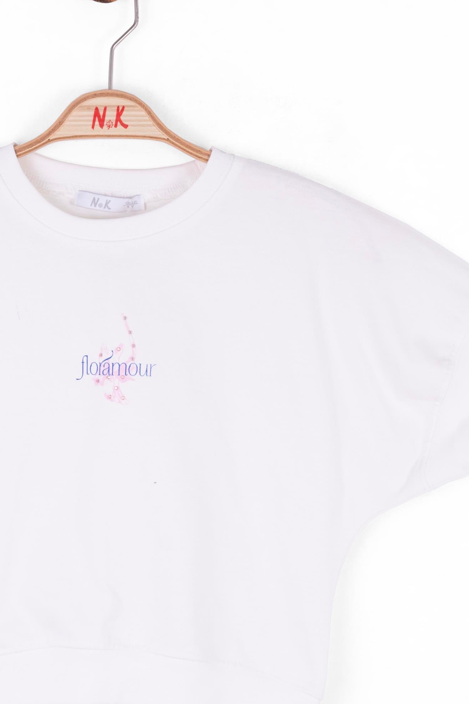 Nk Kız Çocuk Floramour Tshirt 4-8 Yaş Ekru