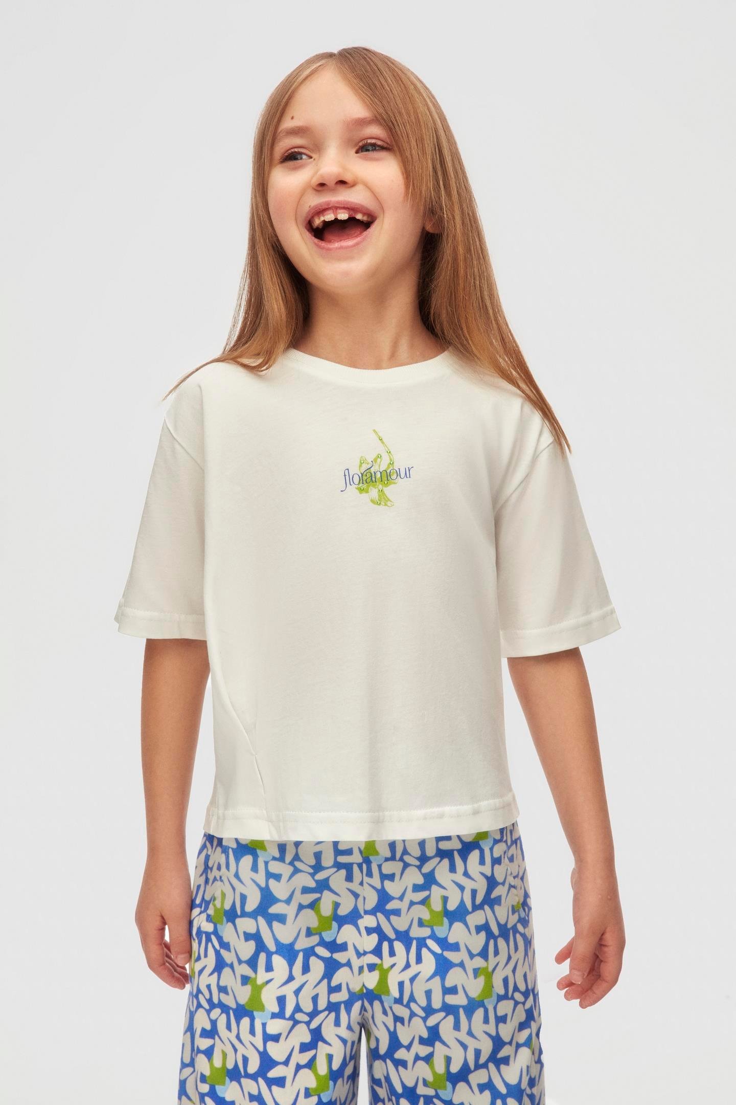 Nk Kız Çocuk Grass Tshirt 4-8 Yaş Ekru