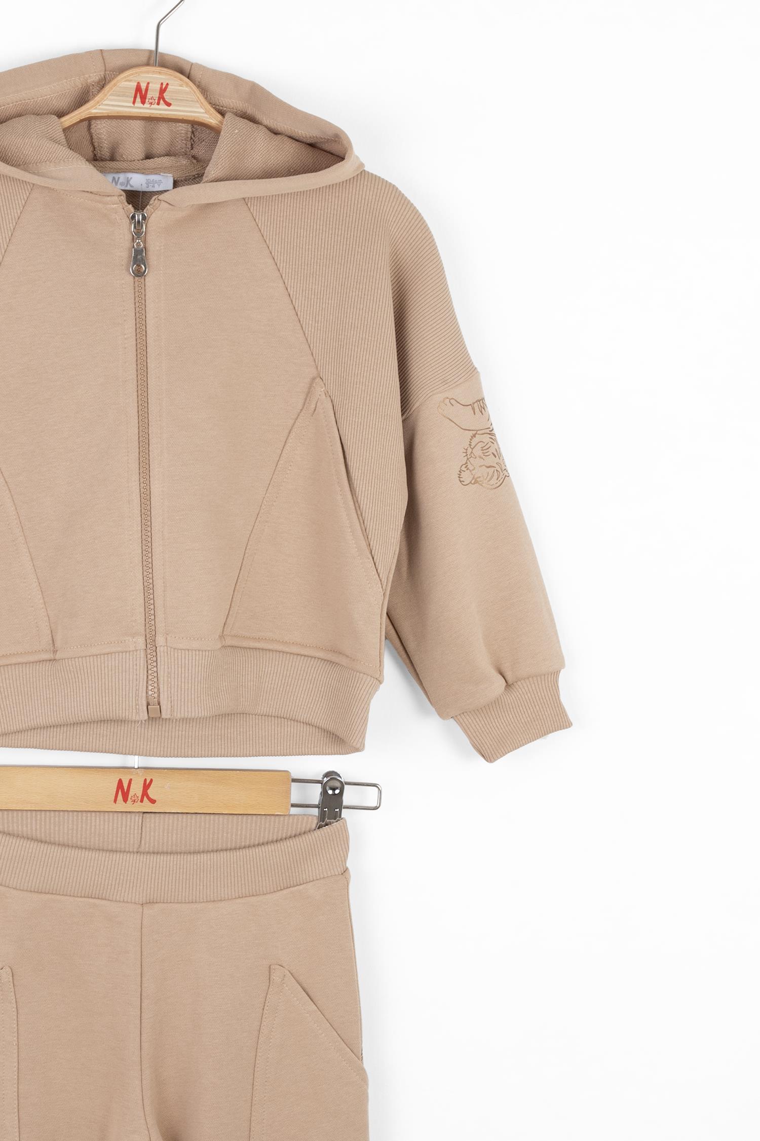 Nk Kız Çocuk Kaplanlı Eşofman Takım 4-8 Yaş CAMEL