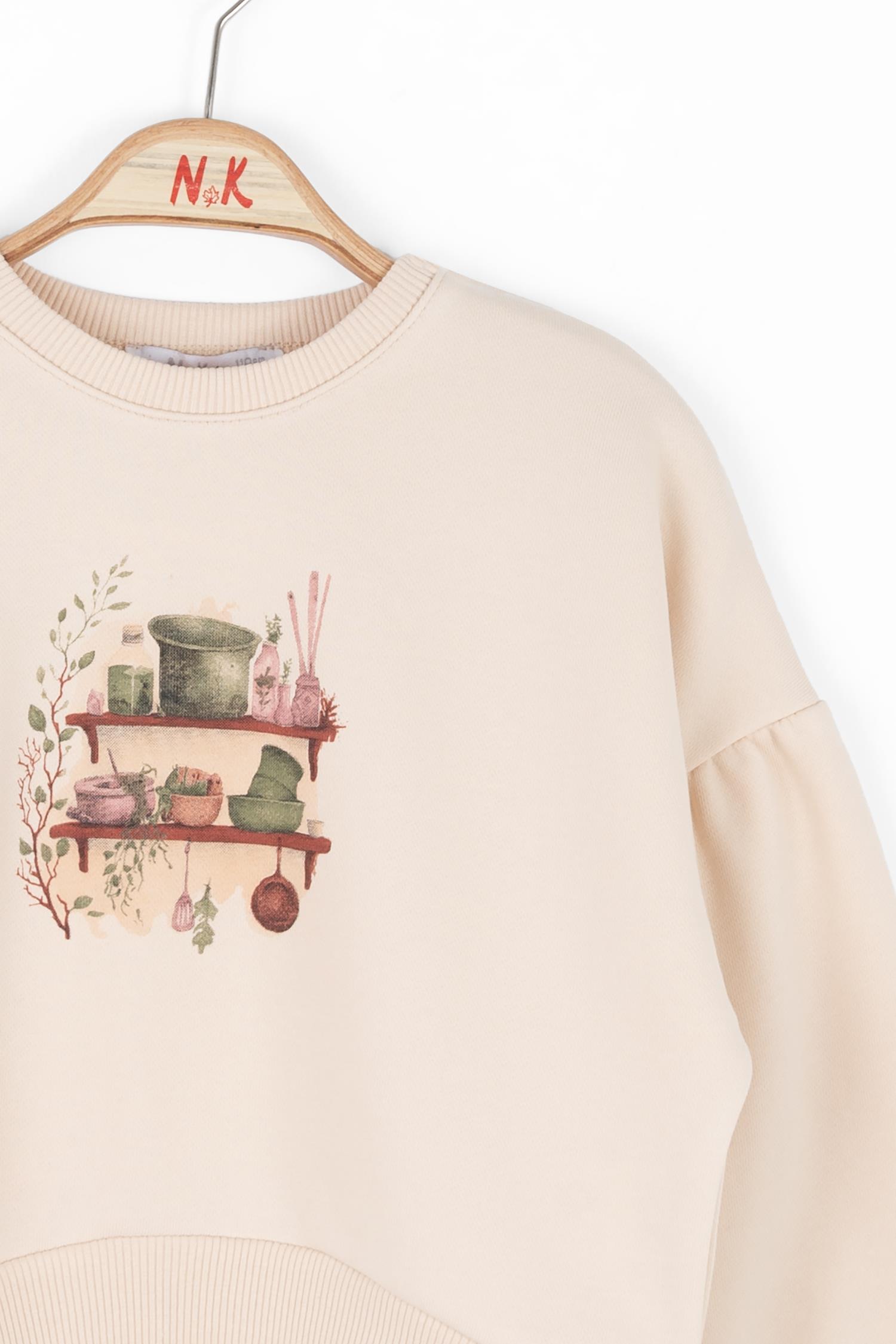 Nk Kız Çocuk Mutfak Sweatshirt 4-8 Yaş KREM