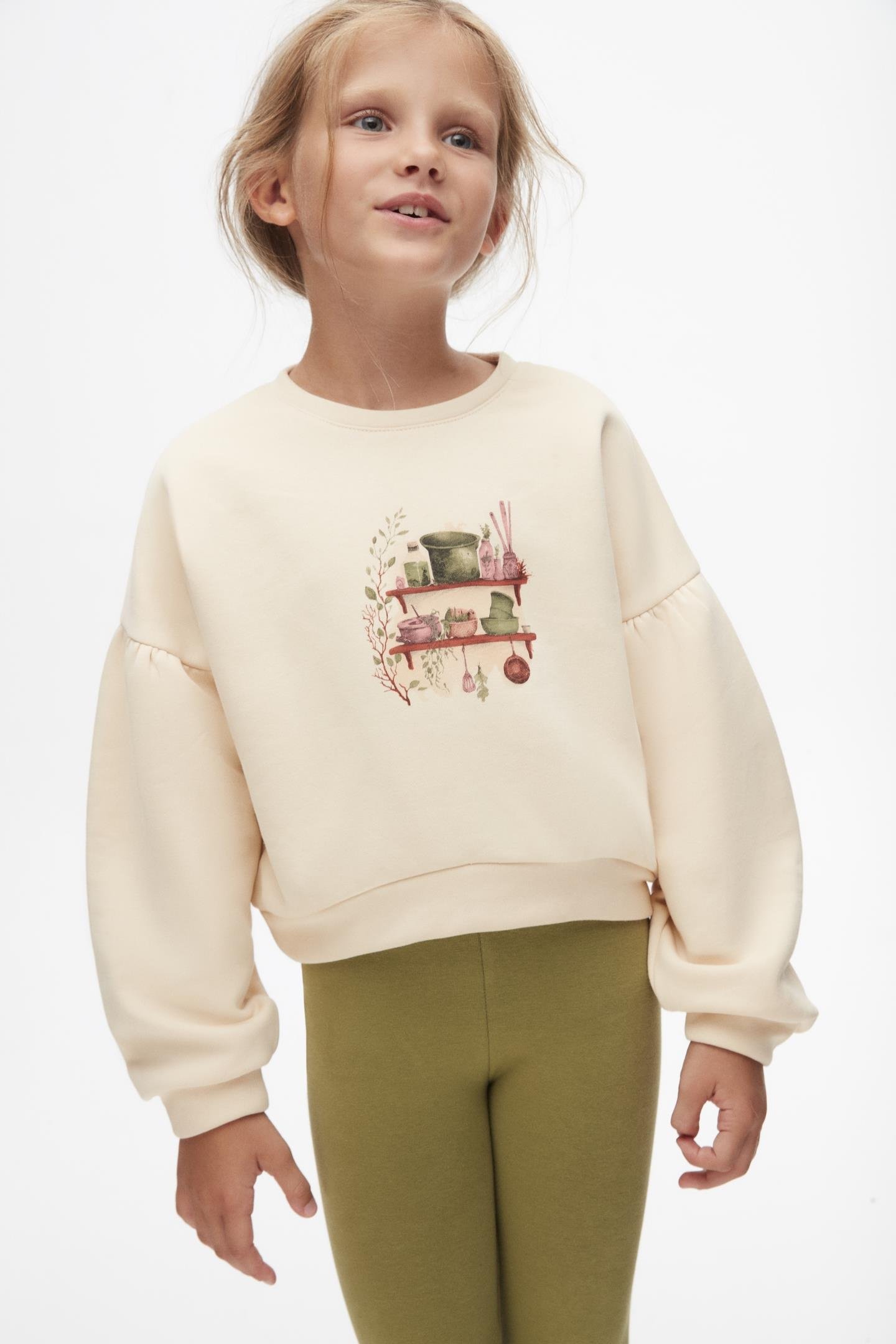 Nk Kız Çocuk Mutfak Sweatshirt 4-8 Yaş KREM