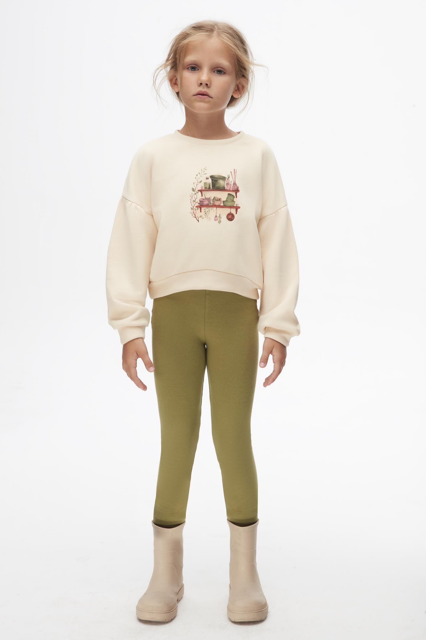 Nk Kız Çocuk Mutfak Sweatshirt 4-8 Yaş KREM