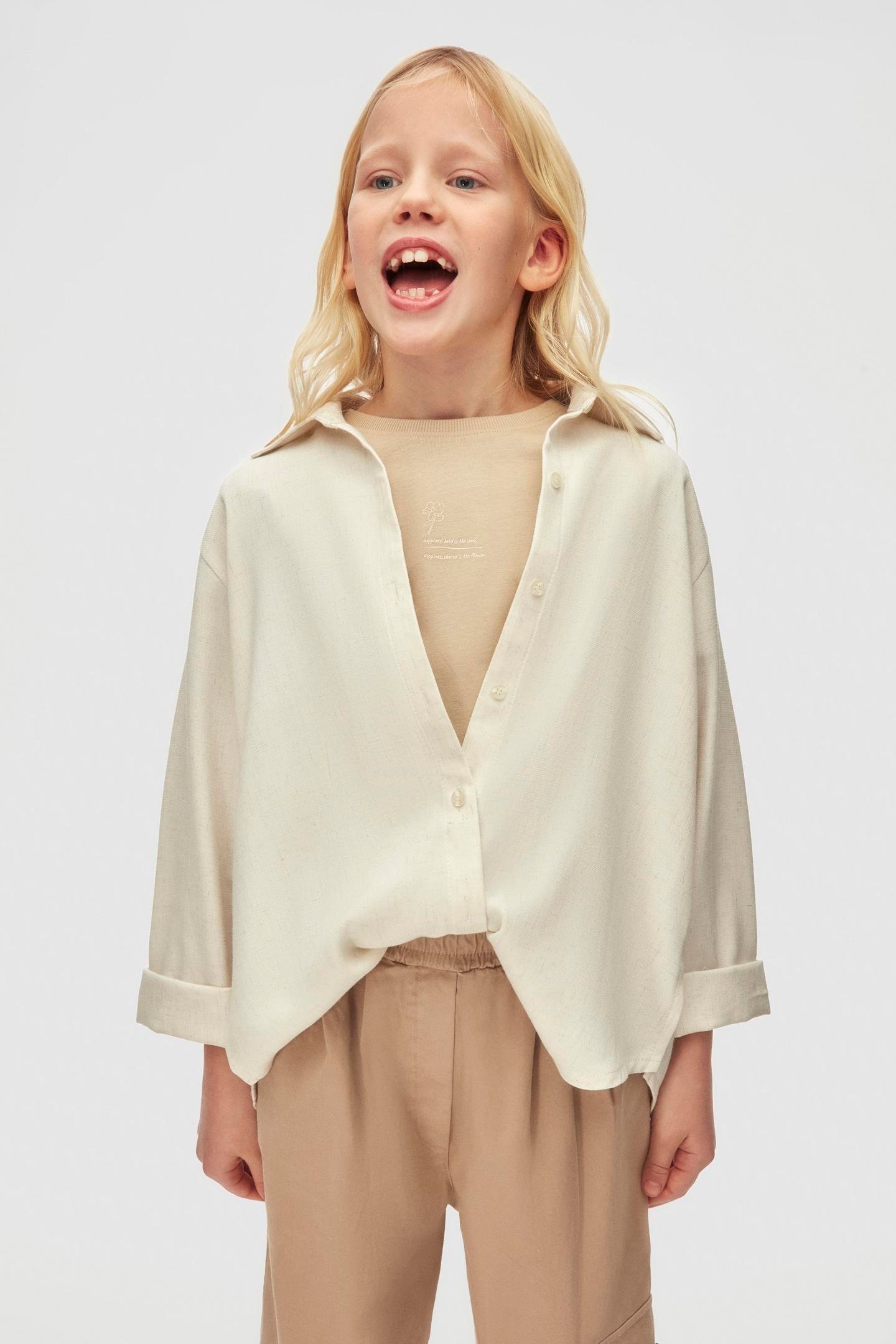 Nk Kız Çocuk Peçli Gömlek 8-14 Yaş Krem