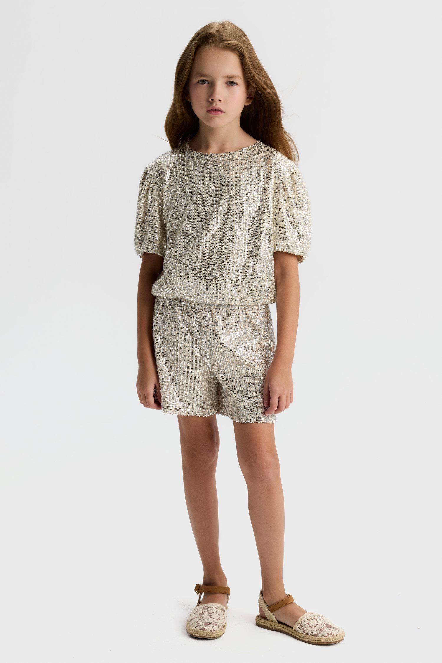 Nk Kız Çocuk Pullu Şort 8-14 Yaş Krem